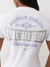 True Religion Women's Glitter Logo V Neck T-shirt In White