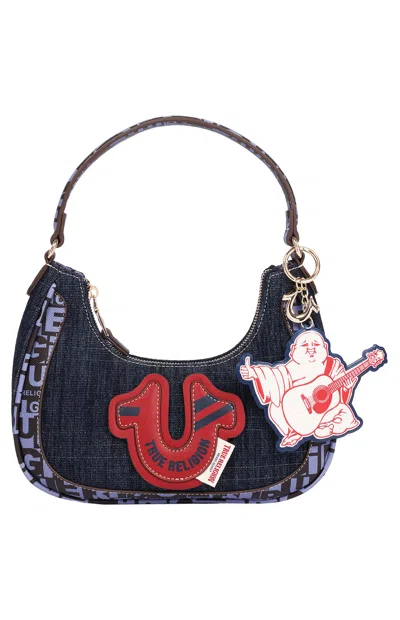 True Religion Women's Graphic Trim Denim Hobo Bag In Navy In Blue