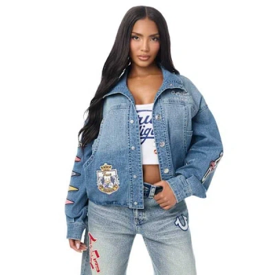 True Religion Women's Heavy Embroidery Denim Jacket In Blue