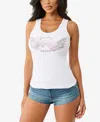 True Religion Embellished Heritage Logo Rib Tank In White