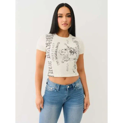 True Religion Women's Heritage Logo Baby T-shirt In White