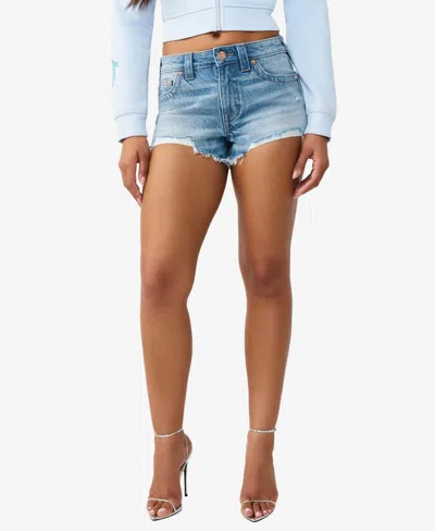 True Religion Women's High-rise Dolphin Shorts In Blue