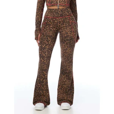True Religion Women's Horseshoe Leopard Baby Terry Bootcut Pant In Brown