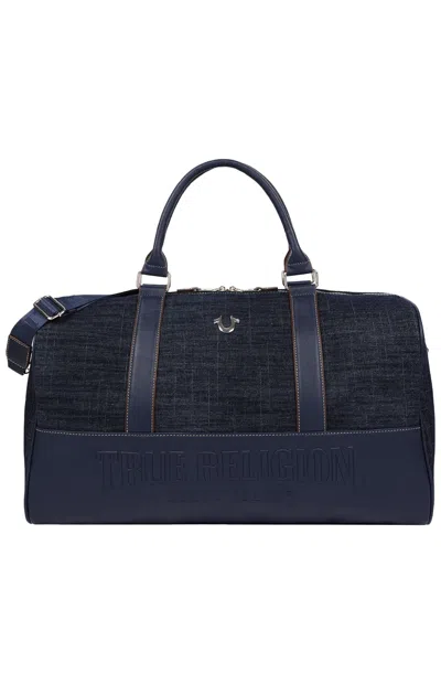 True Religion Women's Horseshoe Quilted Denim Weekender Duffel Bag In Dark Denim In Blue