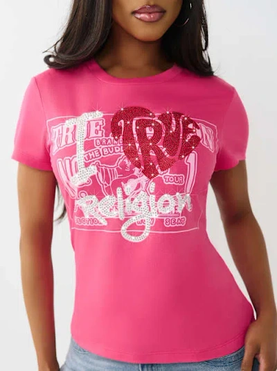 True Religion Women's I Love True Classic Crewneck T-shirt In Pink
