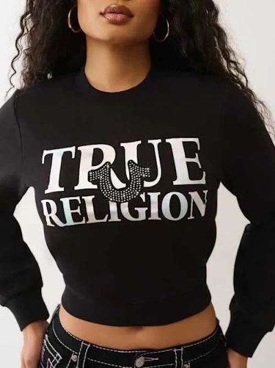 True Religion Women's Iridescent Crew Neck Pullover In Black