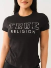 True Religion Women's Iridescent Logo T-shirt In Black