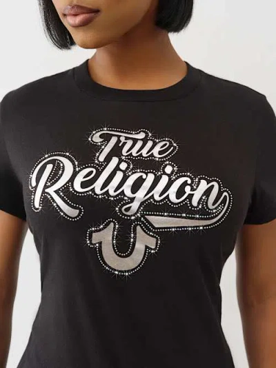 True Religion Women's Iridescent Logo T-shirt In Black