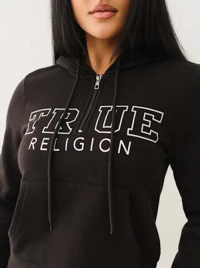 True Religion Women's Iridescent Quarter Zip Hoodie In Black