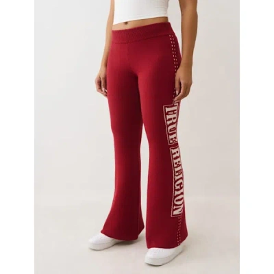True Religion Women's Jacquard Relaxed Sweatpant In Red