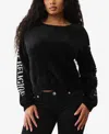 True Religion Women's Jacquard Reversible Crew Neck Sweater In Black