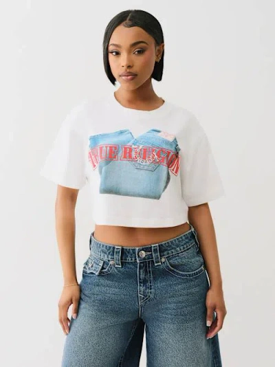 True Religion Women's Jean Graphic Boxy T-shirt In White
