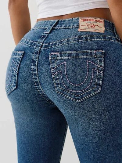 True Religion Women's Jennie Big T Mid Rise Curvy Skinny Jean In Blue