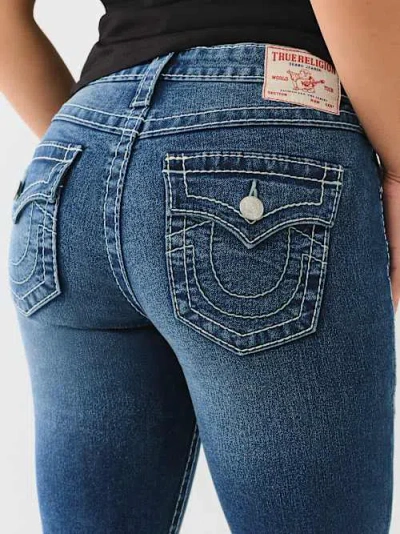 True Religion Women's Jennie Big T Mid Rise Curvy Skinny Jean In Blue