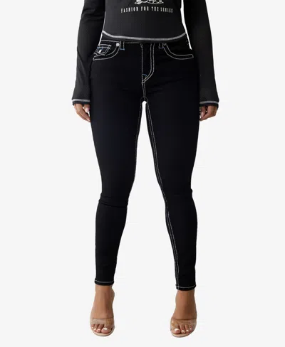 True Religion Women's Jennie Big T Skinny Flap Jeans In Black Rinse