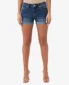 True Religion Women's Jennie Flap Rolled Denim Shorts In Persian Gulf