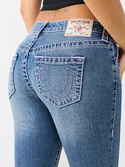 True Religion Women's Jennie Mid Rise Big T Curvy Skinny Jean In Blue