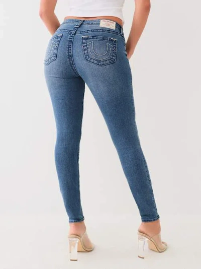 True Religion Women's Jennie Mid Rise Big T Skinny Jean In Blue