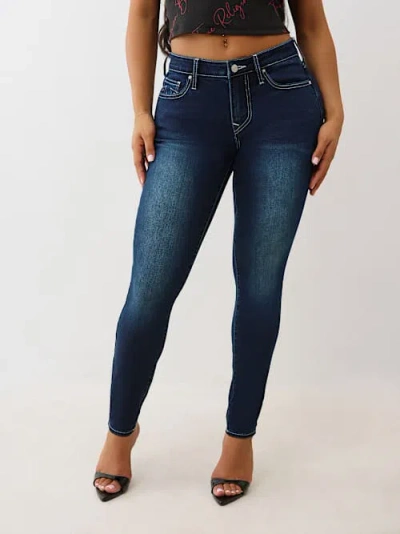True Religion Women's Jennie Mid Rise Curvy Skinny In Blue