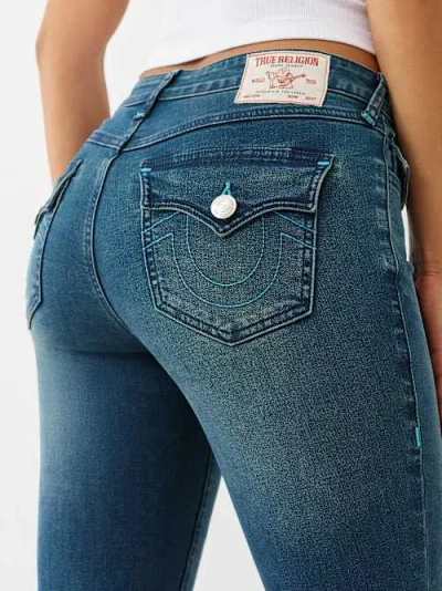 True Religion Women's Jennie Mid Rise Curvy Skinny Jean In Blue