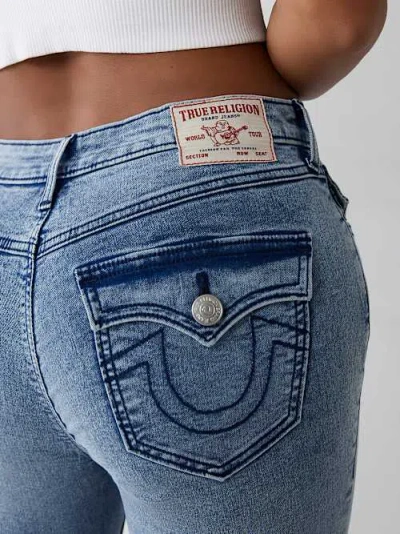 True Religion Women's Jennie Mid Rise Curvy Skinny Jean In Blue