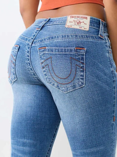 True Religion Women's Jennie Mid Rise Curvy Skinny Jean In Blue