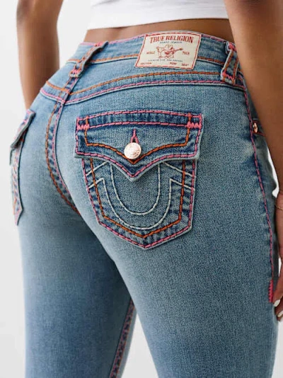 True Religion Women's Jennie Mid Rise Super T Curvy Skinny Jean
