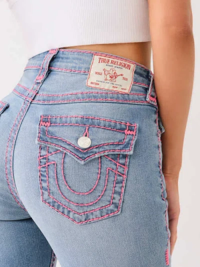 True Religion Women's Jennie Mid Rise Super T Skinny Jean In Blue