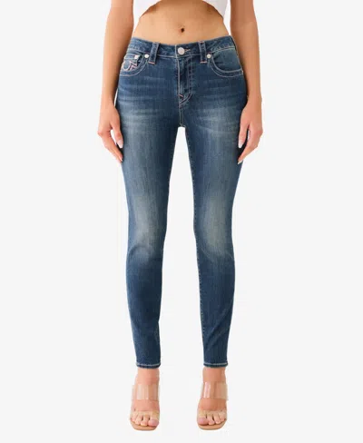 True Religion Women's Jennie No Flap Ladder Stitch Super Skinny Jean In Blue