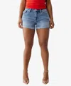 True Religion Jennie Cuff Denim Shorts In California Poppy
