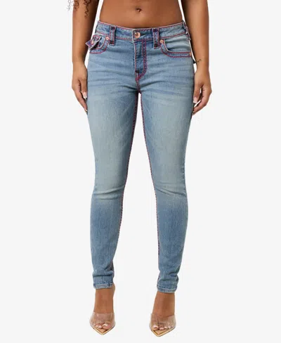 True Religion Women's Jennie Skinny Mid Rise Jeans In California Poppy