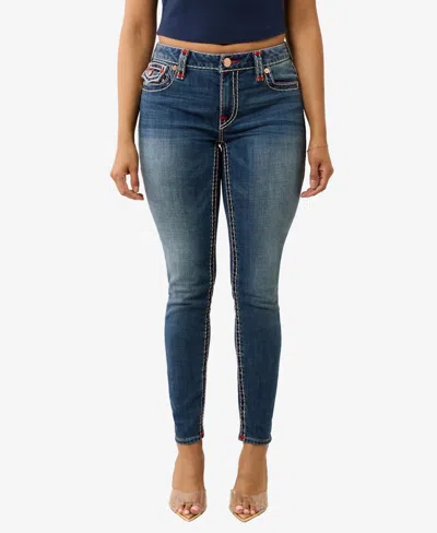 True Religion Women's Jennie Super T Flap Skinny Jeans In Wave Lily