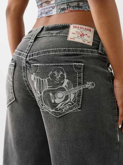 True Religion Women's Jessie Big T Buddha Pocket Baggy Jean In Grey