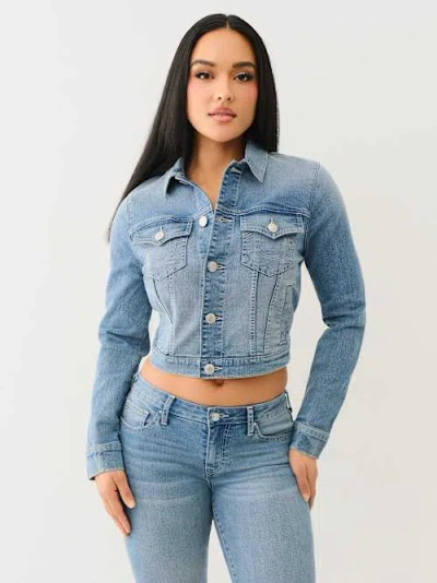 True Religion Women's Jessie Crop Trucker Jacket