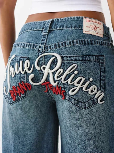 True Religion Women's Jessie Low Rise Super T Baggy Jean In Blue