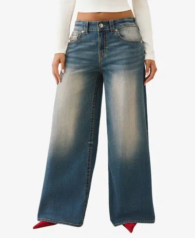 True Religion Jessie Wide Leg Jeans In Blue