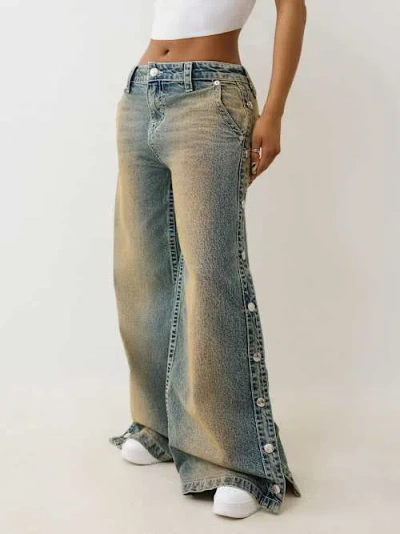 True Religion Women's Jessie Tearaway Baggy Jean In Blue