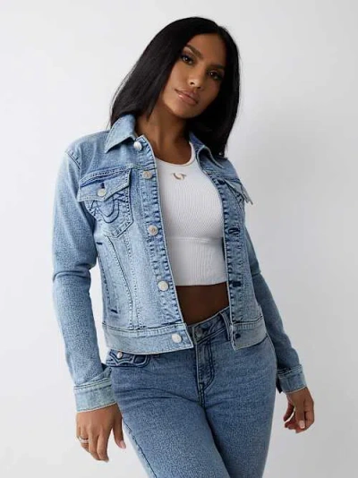 True Religion Women's Jessie Trucker Denim Jacket In Blue