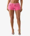 True Religion Women's Joey Big T Cut Off Flap Zip Fly Shorts In Pink