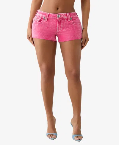True Religion Women's Joey Big T Cut Off Flap Zip Fly Shorts