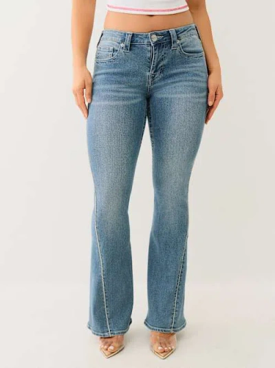 True Religion Women's Joey Crystal Mid Rise Flare Jean