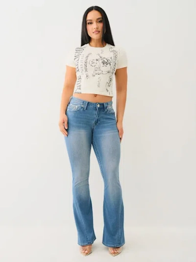 True Religion Women's Joey Indigo Terry Mid Rise Flare Jean In Blue