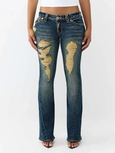 True Religion Women's Joey Low Rise Big T Flap Flare Jean In Blue