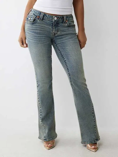 True Religion Women's Joey Low Rise Flap Flare Jean In Blue