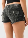 True Religion Women's Joey Low Rise Flap Frayed Short