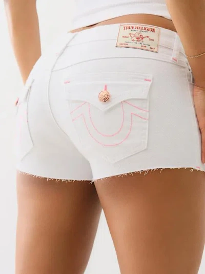 True Religion Women's Joey Low Rise Flap Short In White