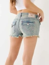 True Religion Women's Joey Low Rise Frayed Denim Short