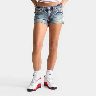 True Religion Women's Joey Low Rise Frayed Denim Shorts