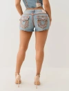 True Religion Women's Joey Low Rise Super Qt Flap Short In Blue
