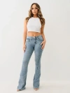 True Religion Women's Joey Mid Rise Big T Flare Jean In Blue
